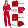 image:imageSWOMOG Couples Matching Pajamas Set Women amp Men Satin Long Sleeve Sleepwear Soft Button Down Pj Set Silk LoungewearRed
