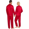 image:imageSWOMOG Couples Pajamas Sets Silk Satin Long Sleeve Sleepwear Button Down Loungewear Pjs Set Classic Pajama SXXLRed