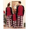 image:imageSWOMOG Family Christmas Matching Pajamas Sets Long Sleeve Pjs Holiday Sleepwear Women Men Soft Loungewear SetGray Black Plaid