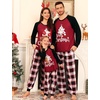 image:imageSWOMOG Family Christmas Matching Pajamas Sets Long Sleeve Pjs Holiday Sleepwear Women Men Soft Loungewear SetGray Black Plaid