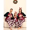 image:imageSWOMOG Family Christmas Matching Pajamas Sets Long Sleeve Pjs Holiday Sleepwear Women Men Soft Loungewear SetGray Black Plaid