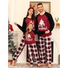 image:imageSWOMOG Family Christmas Matching Pajamas Sets Long Sleeve Pjs Holiday Sleepwear Women Men Soft Loungewear SetGray Black Plaid