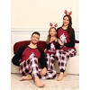 image:imageSWOMOG Family Christmas Matching Pajamas Sets Long Sleeve Pjs Holiday Sleepwear Women Men Soft Loungewear SetGray Black Plaid