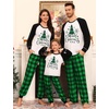 image:imageSWOMOG Family Christmas Matching Pajamas Sets Long Sleeve Pjs Holiday Sleepwear Women Men Soft Loungewear SetGreen Black Plaid