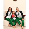 image:imageSWOMOG Family Christmas Matching Pajamas Sets Long Sleeve Pjs Holiday Sleepwear Women Men Soft Loungewear SetGreen Black Plaid