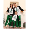 image:imageSWOMOG Family Christmas Matching Pajamas Sets Long Sleeve Pjs Holiday Sleepwear Women Men Soft Loungewear SetGreen Black Plaid