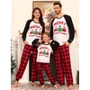 image:imageSWOMOG Family Christmas Matching Pajamas Sets Long Sleeve Pjs Holiday Sleepwear Women Men Soft Loungewear SetRed Black Plaid
