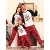 image:imageSWOMOG Family Christmas Matching Pajamas Sets Long Sleeve Pjs Holiday Sleepwear Women Men Soft Loungewear SetRed Green Plaid