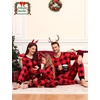 image:imageSWOMOG Family Christmas Matching Pajamas Sets Soft Couple PJS Xmas Long Sleeve Womens Mens Sleepwear Holiday Lounge SetsRed Black Plaid