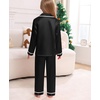 image:imageSWOMOG Family Christmas Pajamas Matching Sets Silk Family Pajamas Long Sleeve Button Down Pj SetBlack