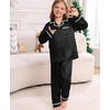 image:imageSWOMOG Family Christmas Pajamas Matching Sets Silk Family Pajamas Long Sleeve Button Down Pj SetBlack