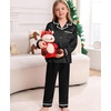 image:imageSWOMOG Family Christmas Pajamas Matching Sets Silk Family Pajamas Long Sleeve Button Down Pj SetBlack