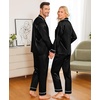 image:imageSWOMOG Family Christmas Pajamas Matching Sets Silk Family Pajamas Long Sleeve Button Down Pj SetBlack