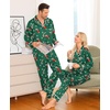 image:imageSWOMOG Family Christmas Pajamas Matching Sets Silk Family Pajamas Long Sleeve Button Down Pj SetGreen Candy Crutch