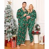 image:imageSWOMOG Family Christmas Pajamas Matching Sets Silk Family Pajamas Long Sleeve Button Down Pj SetGreen Candy Crutch