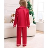 image:imageSWOMOG Family Christmas Pajamas Matching Sets Silk Family Pajamas Long Sleeve Button Down Pj SetRed