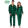 image:imageSWOMOG Family Christmas Pajamas Set Long Sleeve Sleepwear Sets Button Down Loungewear Set Party Holiday Pjs SetsBig Green With Black Grid