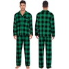 image:imageSWOMOG Family Christmas Pajamas Set Long Sleeve Sleepwear Sets Button Down Loungewear Set Party Holiday Pjs SetsBig Green With Black Grid