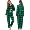 image:imageSWOMOG Family Christmas Pajamas Set Long Sleeve Sleepwear Sets Button Down Loungewear Set Party Holiday Pjs SetsBig Green With Black Grid