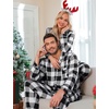 image:imageSWOMOG Family Christmas Pajamas Set Long Sleeve Sleepwear Sets Button Down Loungewear Set Party Holiday Pjs SetsBlack White Grid