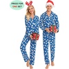 image:imageSWOMOG Family Christmas Pajamas Set Long Sleeve Sleepwear Sets Button Down Loungewear Set Party Holiday Pjs SetsBlue With Polar Bear
