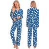 image:imageSWOMOG Family Christmas Pajamas Set Long Sleeve Sleepwear Sets Button Down Loungewear Set Party Holiday Pjs SetsBlue With Polar Bear
