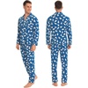 image:imageSWOMOG Family Christmas Pajamas Set Long Sleeve Sleepwear Sets Button Down Loungewear Set Party Holiday Pjs SetsBlue With Polar Bear