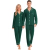 image:imageSWOMOG Family Christmas Pajamas Set Long Sleeve Sleepwear Sets Button Down Loungewear Set Party Holiday Pjs SetsChristmas Green