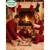 image:imageSWOMOG Family Christmas Pajamas Set Long Sleeve Sleepwear Sets Button Down Loungewear Set Party Holiday Pjs SetsRed With Black Grid