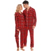 image:imageSWOMOG Family Christmas Pajamas Set Long Sleeve Sleepwear Sets Button Down Loungewear Set Party Holiday Pjs SetsRed With Black Grid