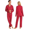 image:imageSWOMOG Family Christmas Pajamas Set Long Sleeve Sleepwear Sets Button Down Loungewear Set Party Holiday Pjs SetsWine Red Stripes