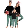 image:imageSWOMOG Family Christmas Pjs Matching Sets Christmas Pajamas for Family Xmas Jammies Set Christmas Holiday SleepwearGreen Black Plaid