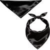 image:imageSWOMOG Family Matching Button Down Pajamas Pjs Silk Satin Long Sleeve Shirt Long Pants Set Sleepwear 2 Pcs Outfits LoungewearBlack