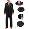 image:imageSWOMOG Family Matching Button Down Pajamas Pjs Silk Satin Long Sleeve Shirt Long Pants Set Sleepwear 2 Pcs Outfits LoungewearBlack
