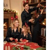 image:imageSWOMOG Family Matching Button Down Pajamas Pjs Silk Satin Long Sleeve Shirt Long Pants Set Sleepwear 2 Pcs Outfits LoungewearBlack