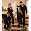 image:imageSWOMOG Family Matching Button Down Pajamas Pjs Silk Satin Long Sleeve Shirt Long Pants Set Sleepwear 2 Pcs Outfits LoungewearBlack