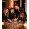 image:imageSWOMOG Family Matching Button Down Pajamas Pjs Silk Satin Long Sleeve Shirt Long Pants Set Sleepwear 2 Pcs Outfits LoungewearBlack