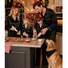 image:imageSWOMOG Family Matching Button Down Pajamas Pjs Silk Satin Long Sleeve Shirt Long Pants Set Sleepwear 2 Pcs Outfits LoungewearBlack