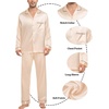 image:imageSWOMOG Family Matching Button Down Pajamas Pjs Silk Satin Long Sleeve Shirt Long Pants Set Sleepwear 2 Pcs Outfits LoungewearChampagne
