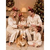 image:imageSWOMOG Family Matching Button Down Pajamas Pjs Silk Satin Long Sleeve Shirt Long Pants Set Sleepwear 2 Pcs Outfits LoungewearChampagne