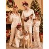 image:imageSWOMOG Family Matching Button Down Pajamas Pjs Silk Satin Long Sleeve Shirt Long Pants Set Sleepwear 2 Pcs Outfits LoungewearChampagne
