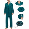 image:imageSWOMOG Family Matching Button Down Pajamas Pjs Silk Satin Long Sleeve Shirt Long Pants Set Sleepwear 2 Pcs Outfits LoungewearGreen