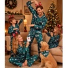 image:imageSWOMOG Family Matching Button Down Pajamas Pjs Silk Satin Long Sleeve Shirt Long Pants Set Sleepwear 2 Pcs Outfits LoungewearGreen Snowman