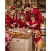 image:imageSWOMOG Family Matching Button Down Pajamas Pjs Silk Satin Long Sleeve Shirt Long Pants Set Sleepwear 2 Pcs Outfits LoungewearRed