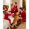 image:imageSWOMOG Family Matching Button Down Pajamas Pjs Silk Satin Long Sleeve Shirt Long Pants Set Sleepwear 2 Pcs Outfits LoungewearRed