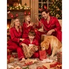 image:imageSWOMOG Family Matching Button Down Pajamas Pjs Silk Satin Long Sleeve Shirt Long Pants Set Sleepwear 2 Pcs Outfits LoungewearRed