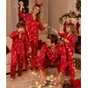 image:imageSWOMOG Family Matching Button Down Pajamas Pjs Silk Satin Long Sleeve Shirt Long Pants Set Sleepwear 2 Pcs Outfits LoungewearRed Candy Cane