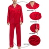 image:imageSWOMOG Family Matching Button Down Pajamas Pjs Silk Satin Long Sleeve Shirt Long Pants Set Sleepwear 2 Pcs Outfits LoungewearReda