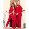 image:imageSWOMOG Family Matching Christmas Pajama Sets UltraSoft PJs Sets Long Sleeve Pull Over SleepwearLight Red