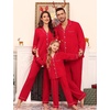 image:imageSWOMOG Family Matching Christmas Pajama Sets UltraSoft PJs Sets Long Sleeve Pull Over SleepwearLight Red